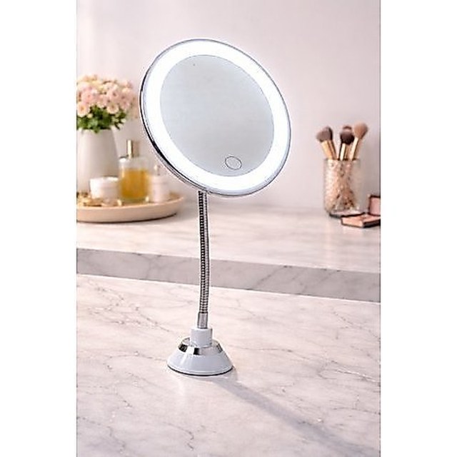 Espelho de Mesa Redondo Para Maquiagem LED com USB - Branca