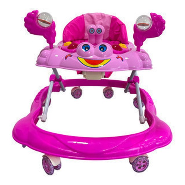 Andador Infantil Empurrador Rosa Plástico Metal Dobrável 12kg Unitoys