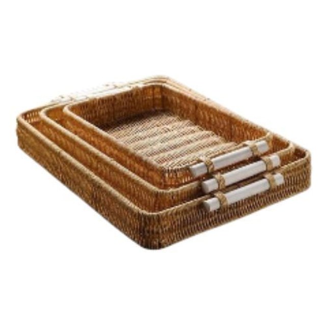 Kit 3 peças Bandejas Retangulares em Madeira